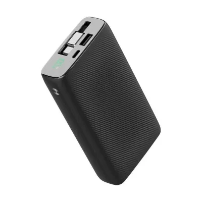 Power Bank 20000Mah Retractable Cable Powerology - Black